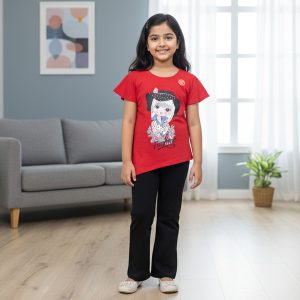 Short Sleeve Top with Flared Pants Short Sleeve