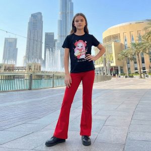 Girl Clothes Ruffle Knit Sleeve shirt & Flare Pants